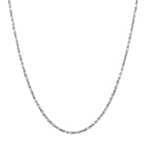 Kelly Herd's Diamond Cut 2.4mm Rope Chain is a lovely accent to any outfit, with a pendant or alone.  Each link is diamond cut to catch light at all angles for extra sparkle. Available in 14K white or yellow gold, It will make a lovely gift for any occasion.  Features      Solid Rope Chain     14K Gold     Lobster Clasp     2.4mm chain width