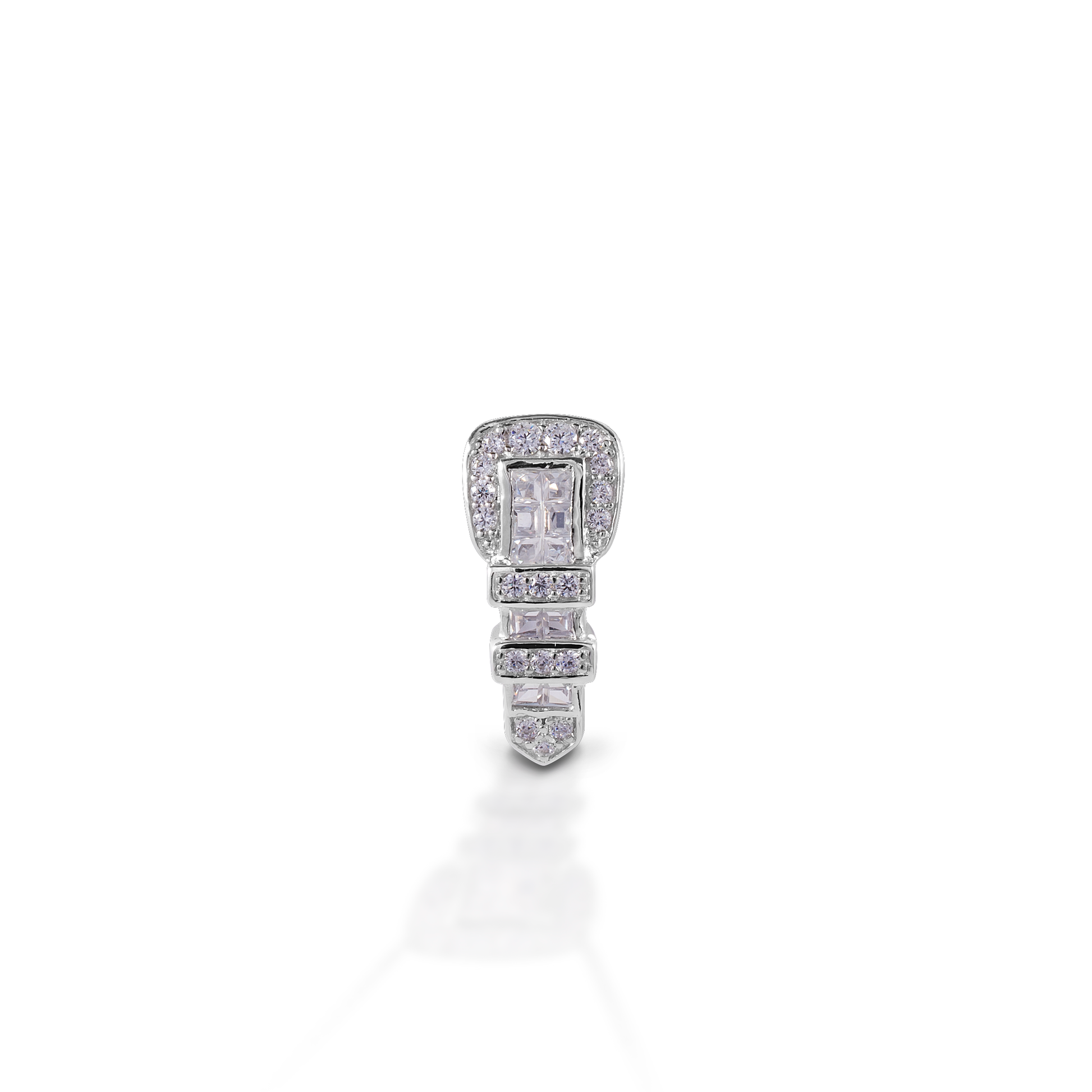 The Kelly Herd Ranger Style Buckle Pendant features a pendant that is a finely detailed replica of a classic three piece western buckle set, enhanced with square diamonds. Available in 14k gold.  Features      Western belt buckle style earrings.     Diamonds     Available in 14K gold     8mm x 20mm
