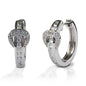 A fun take on classic hoop earrings! Kelly Herd Contemporary Buckle Earrings take the form of a simple show belt. Made of sterling silver, the "belt" is set with square pavé CZ, and the "buckle" has round stones.  Features      Buckle and belt shaped hoop earrings     Clear Cubic Zirconia Stones     Sterling Silver     8mm x 17mm   