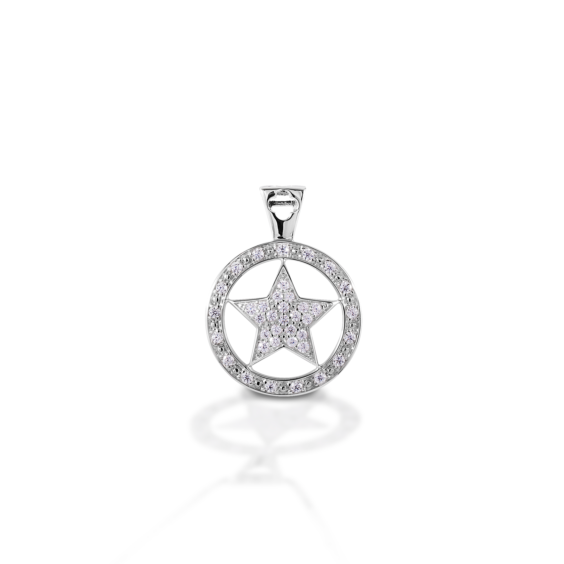 Let your star shine through! The Kelly Herd Star Pendant has a Western flair, but is classic enough that you could wear it with anything. Made of 14K gold, this pendant features a star set inside a circle, enhanced with diamonds. Matching bracelet, earrings and ring are available.  Features      Western star pendant     Enhanced with diamonds     Available in 14K gold     18mm wide