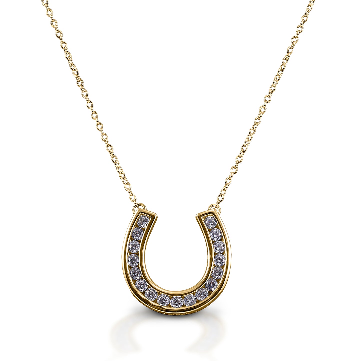 With the Kelly Herd Contemporary Pavé Horseshoe Necklace, you can carry your lucky charm with you always! This clean lined horseshoe pendant features diamonds set in 14K gold. Of course, the horseshoe opens up so the luck doesn't fall out!  Features      Horseshoe pendant necklace     Diamonds     Available in 14K gold     16mm x 14mm