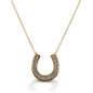 With the Kelly Herd Contemporary Pavé Horseshoe Necklace, you can carry your lucky charm with you always! This clean lined horseshoe pendant features diamonds set in 14K gold. Of course, the horseshoe opens up so the luck doesn't fall out!  Features      Horseshoe pendant necklace     Diamonds     Available in 14K gold     16mm x 14mm