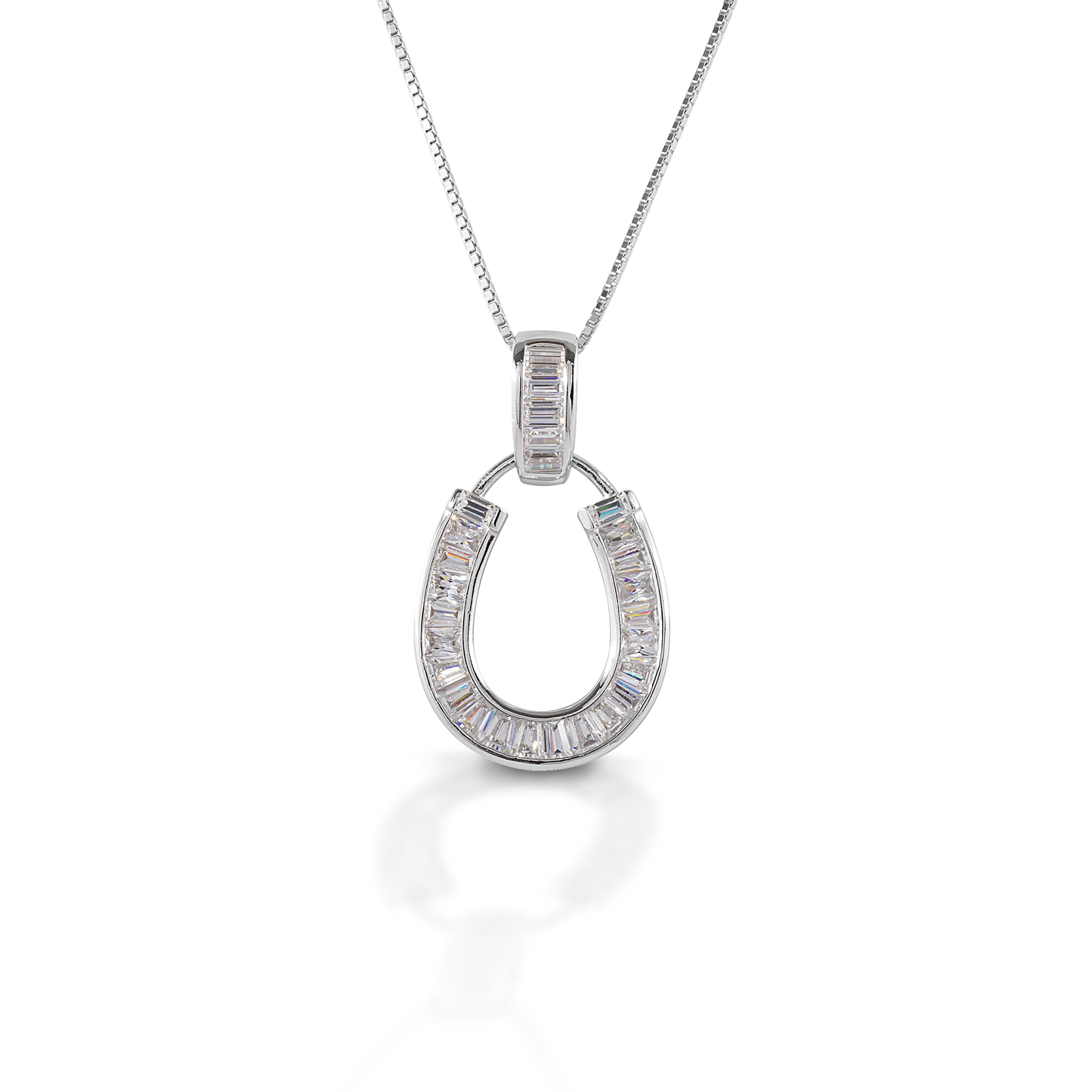 Kelly Herd Baguette Horseshoe Necklace - Sterling Silver