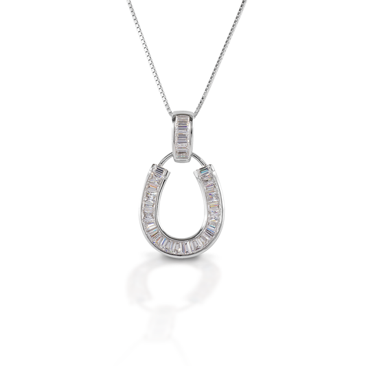 Kelly Herd Baguette Horseshoe Necklace - Sterling Silver