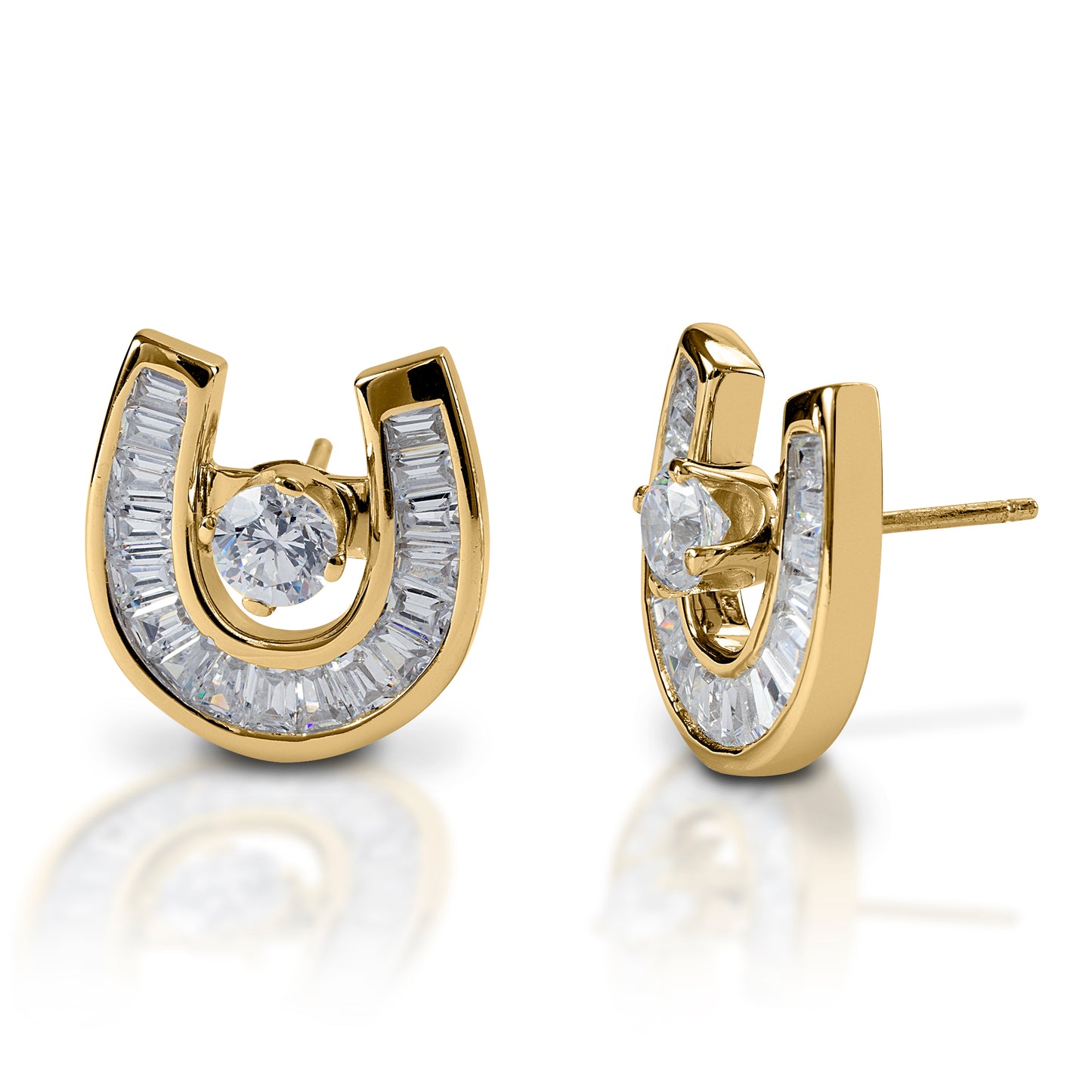 Kelly Herd Baguette Horseshoe Jacket Stud Earrings - 14k Gold