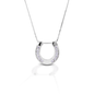Made of sterling silver, the Kelly Herd Large Horseshoe Necklace features a wide plate horseshoe pendant with cubic zirconia "nails." Any horse lover will immediately appreciate this design! Comes with 16-18" adjustable chain.  Features      Horseshoe pendant     Enhanced with clear CZ stones     Sterling Silver     16-18" adjustable chain     18mm x 18mm