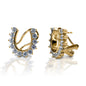 You wouldn't put these horseshoes on your horse, but they are awfully pretty! The Kelly Herd French Clip/Post Back Horseshoe Earrings have outside prong set diamonds on a horseshoe shape, creating a scalloped edge. Available in 14k yellow or white Gold.  Features      Horseshoe earrings     Diamonds     Available in white gold, or yellow gold     French clip back     12mm x 14mm