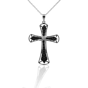 Searching for a look of richness and distinction? Your quest is over, the Kelly Herd Marcasite Framed Cross Necklace features an oxidized silver finish and is pavé set with 35 individual Marcasite stones. This necklace is a perfect symbol of both the delicacy and ruggedness of your faith! Comes with a sturdy 18" box chain.  Features      Framed Cross Design     Marcasite Stones     Measures 48mm high x 30mm wide     18" Chain Box Chain     Sterling Silver