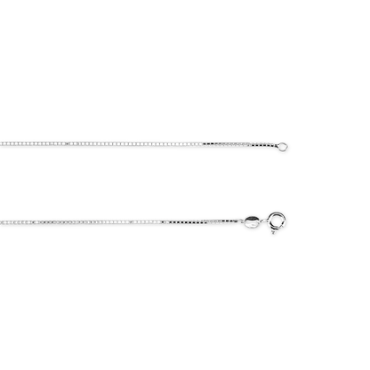 Kelly Herd 1.2mm Box Chain in Sterling Silver is a lovely traditional chain. A look that never goes out of style. Add it to a pendant or wear it alone. It will add a touch of elegance to any outfit. It will make a lovely gift for any occasion.  Features      Solid Box Chain     Sterling Silver     Circle Clasp     1.2mm chain width     16-24" chain length