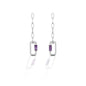 Kelly Herd Amethyst Baguette Paper Clip Dangle Earrings - Sterling Silver