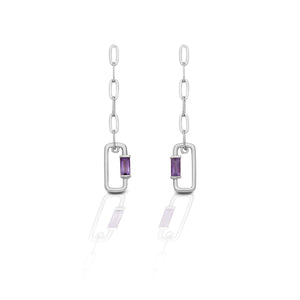 Kelly Herd Amethyst Baguette Paper Clip Dangle Earrings - Sterling Silver