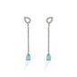 An ode to the Southwest, the Kelly Herd Blue Topaz Fixed Lariat Earrings are crafted in stunning sterling silver.  Reminiscent of a cowboy's lasso the hondos are accented with clear cubic zirconia stones and the tail is finished with teardrop cut sky blue topaz stones. These are a delicate reminder of your passion for equestrian style. These earrings are a perfect addition to the Kelly Herd Blue Topaz Fixed Lariat Necklace.