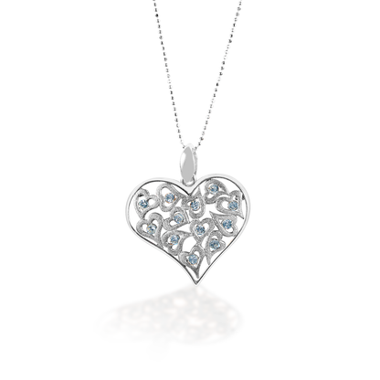 The Kelly Herd Clear Multi-Heart Pendant features a large free form sterling silver heart surrounding multiple small hearts with clear cubic zirconia stones. Comes complete with adjustable chain.   Features:      Heart shaped pendant     Sterling silver     Smaller hearts within the large heart     Clear cubic zirconia stones     Complete with adjustable chain