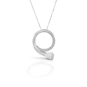     Circle loop made from horseshoe style nail      Pavé clear CZ stones     Sterling Silver     Adjustable 16-18" chain     35 mm x 24 mm