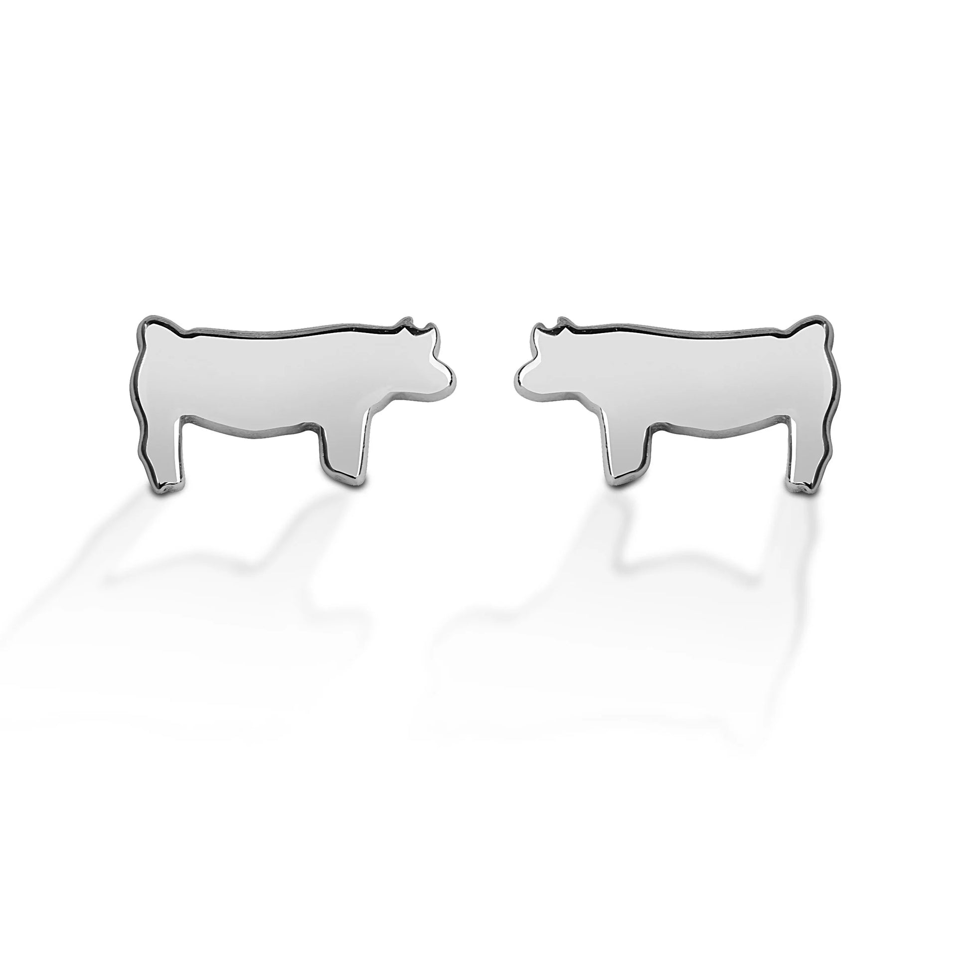     Pig Silhouette Design     Post Backs      Sterling Silver     Measures 4 mm x 6 mm 