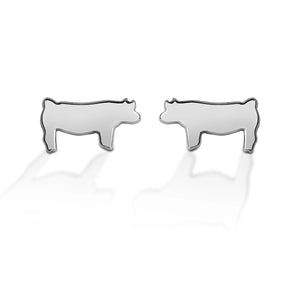     Pig Silhouette Design     Post Backs      Sterling Silver     Measures 4 mm x 6 mm 