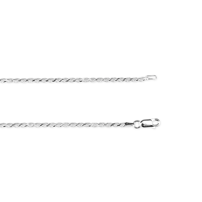 Kelly Herd 2.0mm Rope Chain in Sterling Silver is a lovely traditional rope chain. A look that never goes out of style. Add it to a pendant or wear it alone. It will add a touch of elegance to any outfit.  Features      Solid Rope Chain     Sterling Silver     Lobster Clasp     2.0mm chain width     16-24" chain length