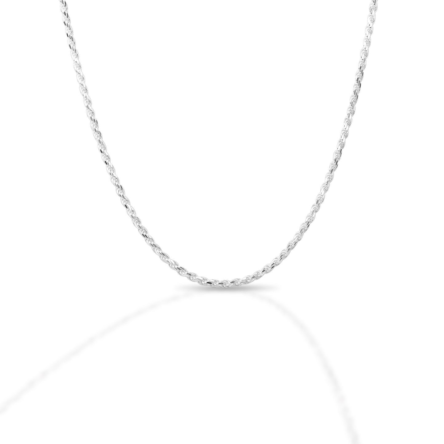 Kelly Herd 2.0mm Rope Chain in Sterling Silver is a lovely traditional rope chain. A look that never goes out of style. Add it to a pendant or wear it alone. It will add a touch of elegance to any outfit.  Features      Solid Rope Chain     Sterling Silver     Lobster Clasp     2.0mm chain width     16-24" chain length