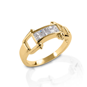 The Kelly Herd Wide Bit Ring offers a touch of the equestrian in a stylized wide bit ring. Made in your choice of white or yellow gold, enhanced with diamonds.  Features      Snaffle bit ring     Enhanced with diamonds     Available in white, or yellow 14k gold     10mm wide