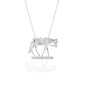 This pendant necklace is the perfect piece to show your love for horses, whether it be fox hunting or just a leisurely canter around the ring--this necklace shows where your true passions lie. The detailing is exquisite, and with stylish stones it adds just the right amount of sparkle.  Features      English pleasure horse pendant     Enhanced with clear CZ stones     Sterling Silver     Adjustable 16-18" chain     25 mm x 26 mm