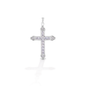 The Kelly Herd Clear Cross is a traditional St. Thomas style cross fashioned in 14K gold with diamonds.  Features      Traditional cross pendant     Diamonds     Available in 14K gold     29mm x21mm