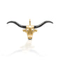 Hook 'Em Horns! The Kelly Herd Large Longhorn Pendant features an incredibly detailed long horn head with a brushed surface and shiny horns. Available in 14K gold with diamond "eyes" .  Features      Long horn pendant     Diamonds     Available in 14K gold     41mm x 24mm