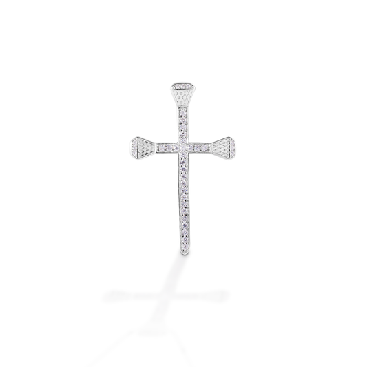 Kelly Herd's Pavé Horseshoe Nail Cross pendant is both beautiful to look at and beautifully symbolic. The message of faith and horses is clear with the use of horseshoe nails making the cross. Available in 14K gold; enhanced with diamonds.  Features      Cross made of horseshoe nails     Pavé diamonds     Available in 14K gold     26mm x 41mm