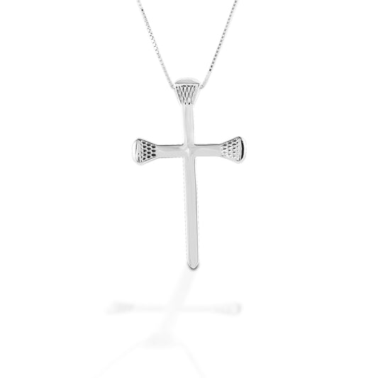     Cross made of horseshoe nails     Sterling Silver     Suitable for a man or woman     Adjustable 16-18" chain     26mm x 41mm
