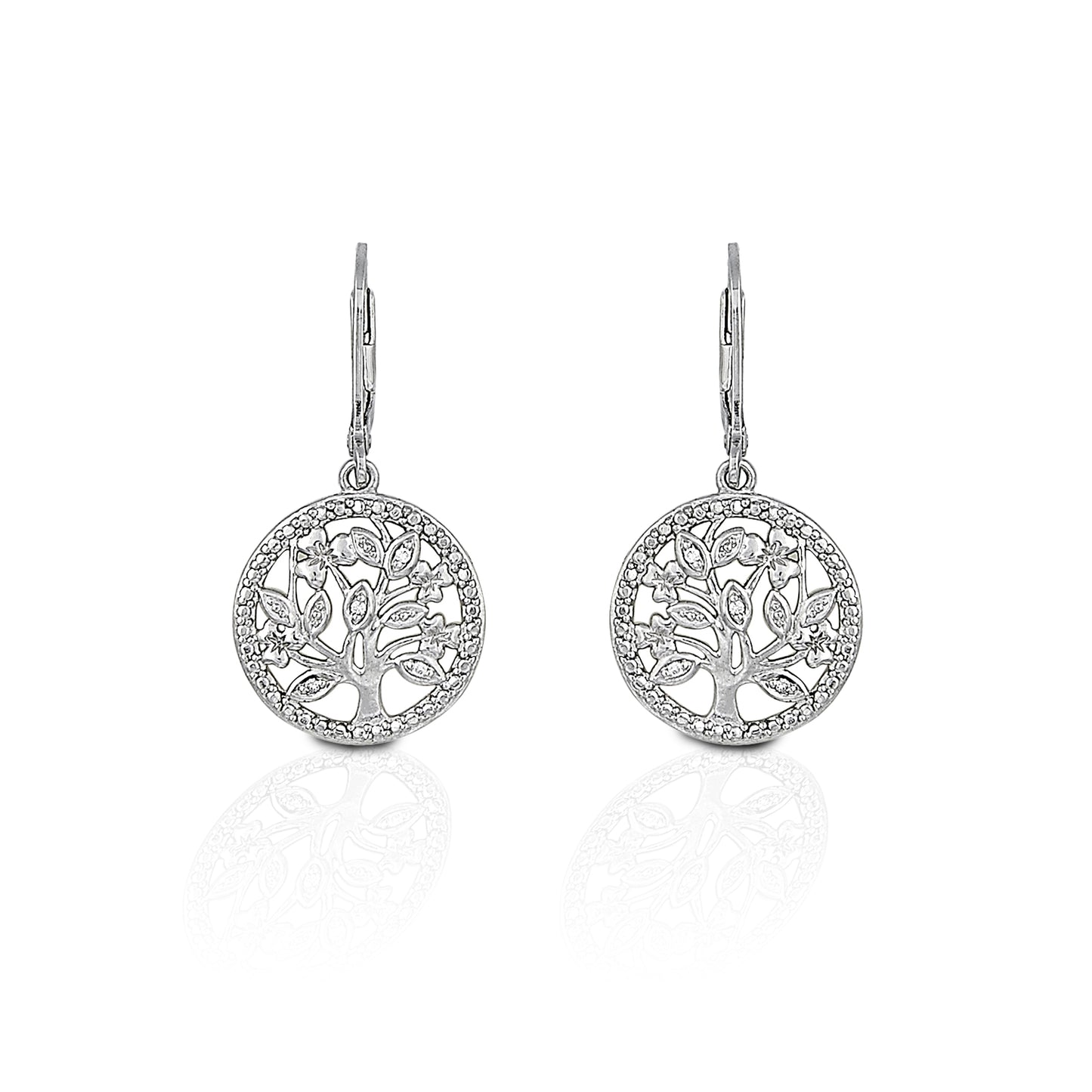 Are you looking for a trendy yet timeless style? Kelly Herd's Circle Tree Earrings will fit the bill! These beautiful sterling silver earrings feature a tree set in a circle of cubic zirconia. Evocative of nature and family trees, these earrings will make a perfect gift, either to yourself or a loved one!  Features      Elegant nature motif earrings     Sterling silver with clear cubic zirconia stones     Matching necklace is available