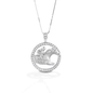 The Kelly Herd Circle Race Horse Pendant is a beautiful representation of the Sport of Kings! A horse and jockey at burst from a circle of clear CZ stones. Sterling Silver. Adjustable 16-18" chain.