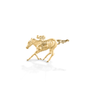he Kelly Herd Race Horse & Jockey Pendant is remarkably detailed, right down to the folds in the jockey's silks! Made in 14K gold, this necklace will be a favorite for a lifetime.  Features      Race horse and jockey pendant     Available in 14k gold     50mm x 30mm