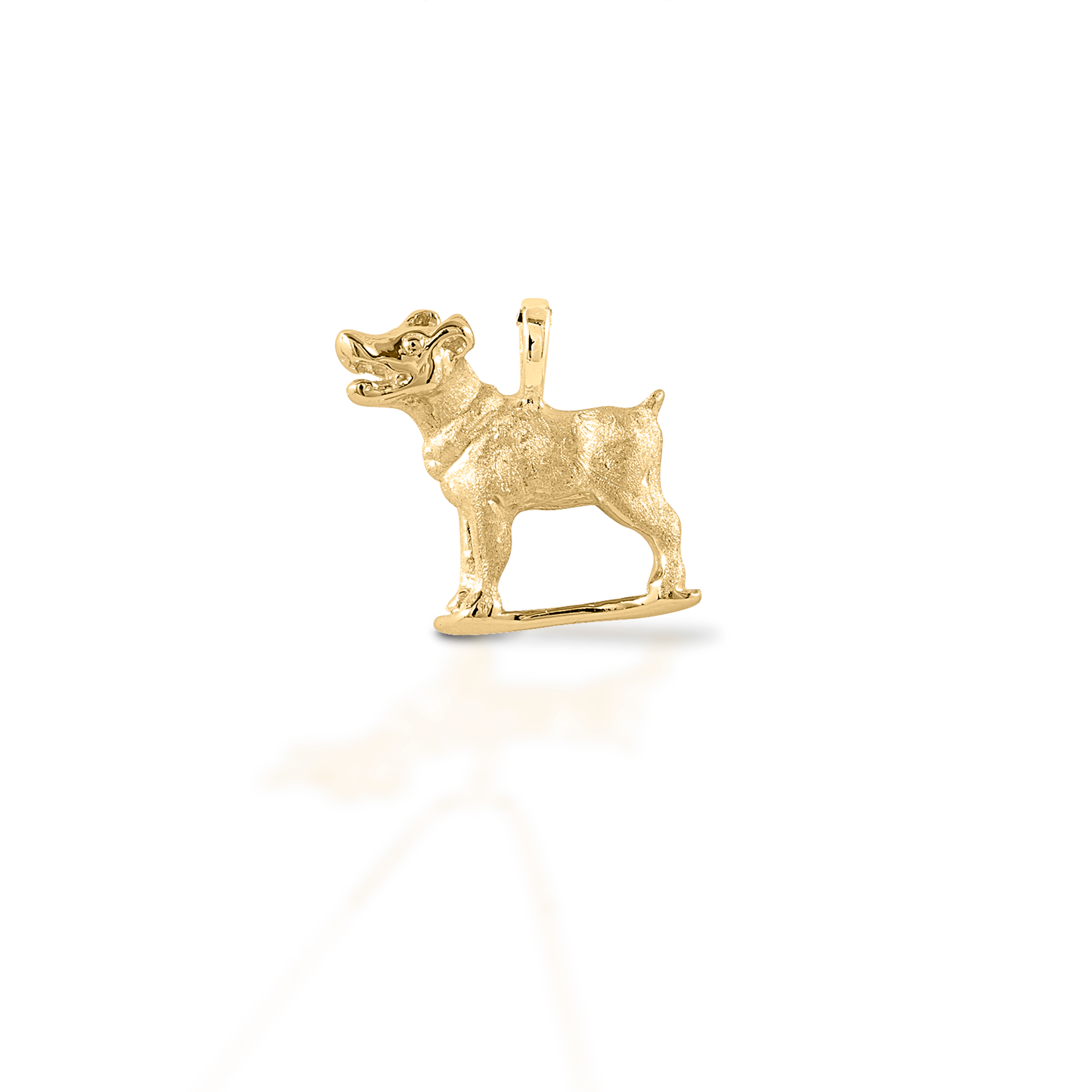 Is your best friend a Jack Russell? With a ball in his mouth, waiting to play, Kelly Herd's Jack Russell pendant captures the true spirit of these perpetual motion machines! Available in 14K gold.  Features      Jack Russell pendant     Available in 14K gold     50mm x 30mm