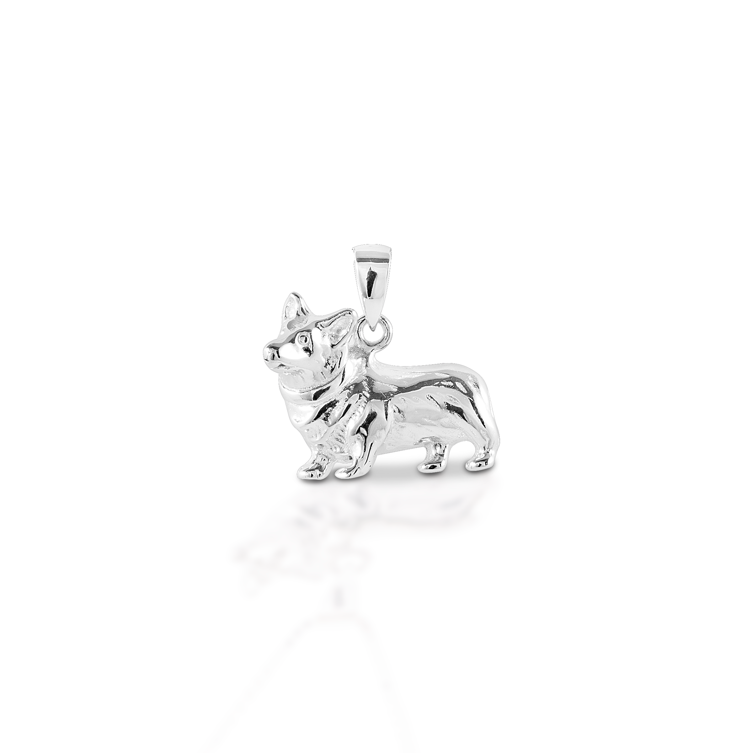 Kelly Herd Small Corgi Pendant 14K White Gold