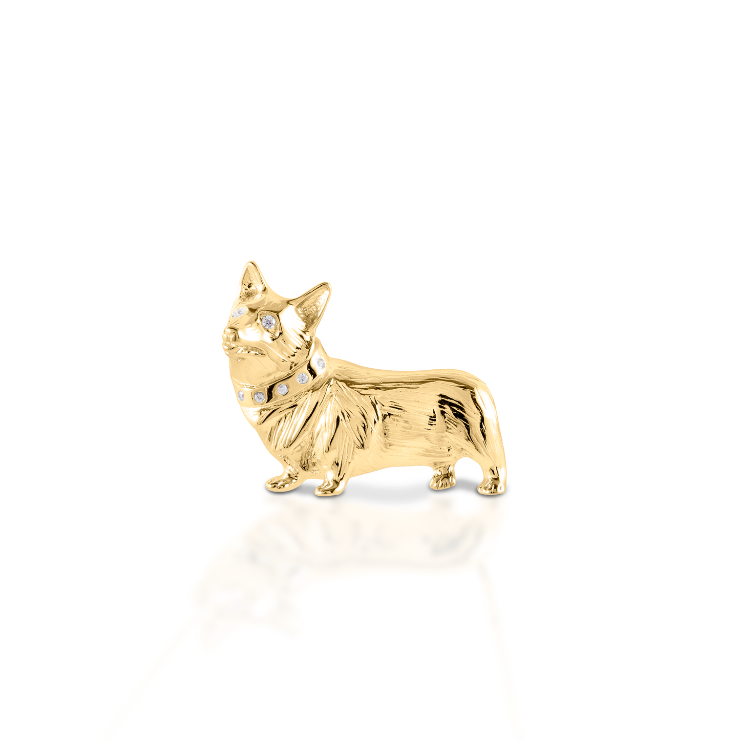 You can't help but love a Corgi! Kelly Herd's Corgi pendant is beautifully rendered in 14K gold. You can even see the fluffy hair!  Features      Corgi pendant     Available in 14K gold     41 mm x 24 mm