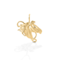 With a long mane and a lasso, the Kelly Herd Horsehead Pendant captures the spirit of the old West. Available in 14K gold.  Features      Horsehead & rope pendant     Available in 14K gold     Diamonds     30mm x 22mm