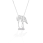Impossibly long legs and endless curiosity - Kelly Herd's Scratching Foal Pendant captures the look and spirit of equine babies. Crafted in sterling silver, and enhanced with clear CZ stones. Comes with 16-18" adjustable chain.  Features      Foal pendant     Enhanced with clear CZ stones     Sterling Silver     Comes with adjustable 16-18" chain     18mm x 24mm