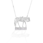 Just for the Western Pleasure rider, Kelly Herd's Pleasure Horse Necklace is beautifully crafted in sterling silver, and enhanced with clear cubic zirconia stones. Comes with adjustable 16-18" chain.  Features      Western pleasure horse pendant     Enhanced with clear CZ stones     Sterling Silver     Comes with adjustable 16-18" chain     34 mm x 22 mm
