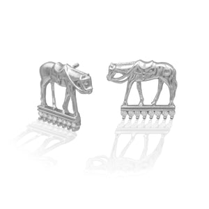 ures      Western Pleasure Horse Design     Enhanced with Clear Cubic Zirconia Stones     Measures 10mm high and 10mm wide     Post Back     Sterling Silver