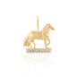 Fan of the smooth ride? Show your love of this unique breed with the Kelly Herd Paso Fino Pendant! This lovely piece is crafted in brushed 14K gold, with diamonds as the "ground."  Features      Pa