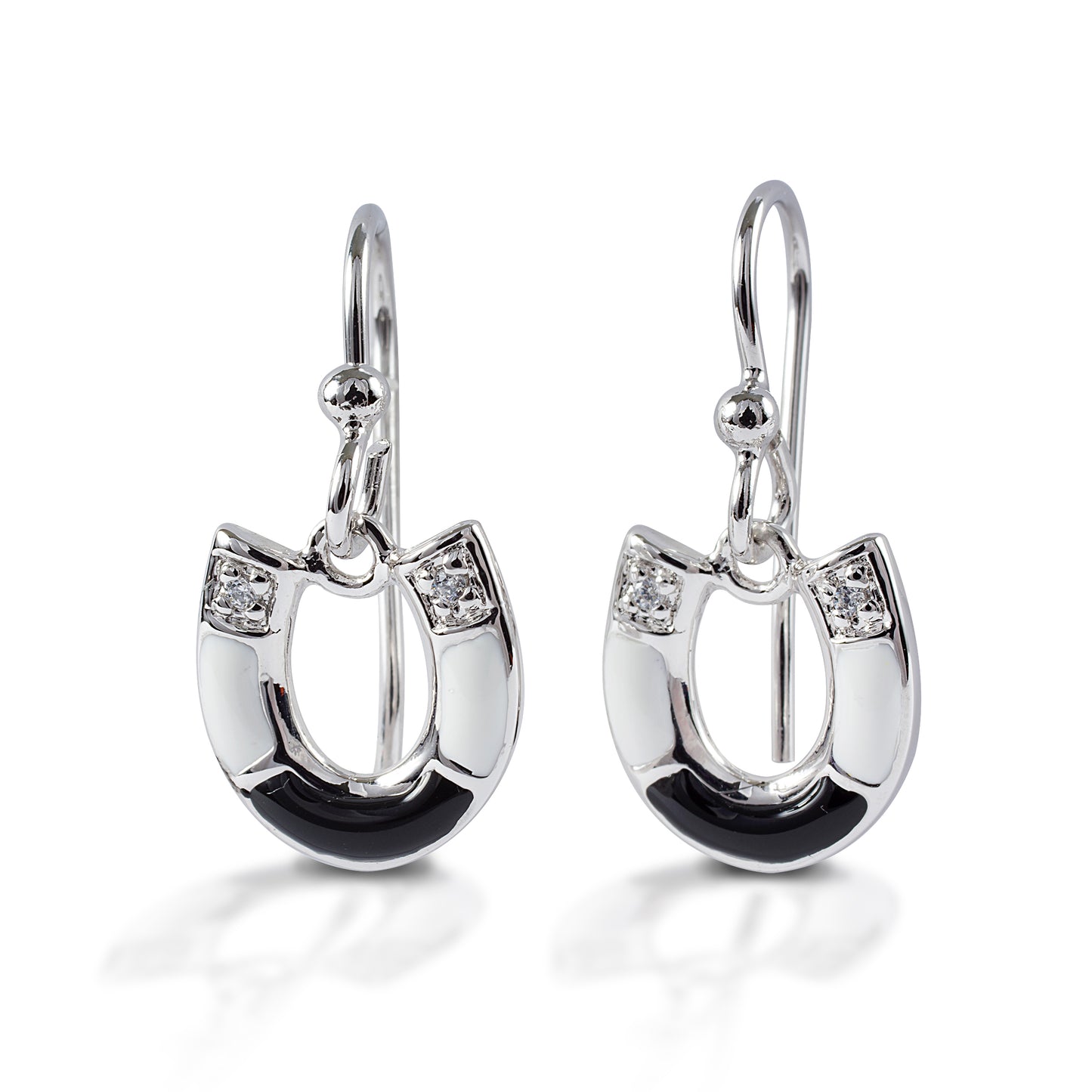 Kelly Herd Black & White Horseshoe Earrings - Sterling Silver