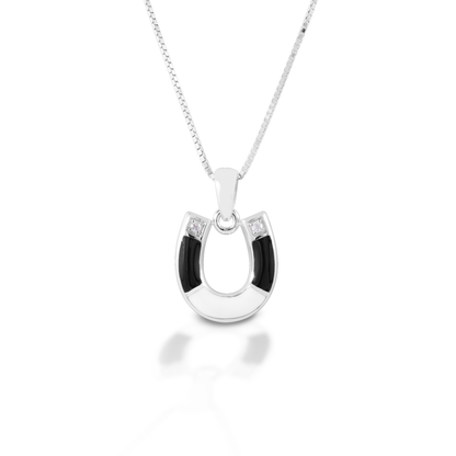 Kelly Herd Black & White Horseshoe Necklace - Sterling Silver