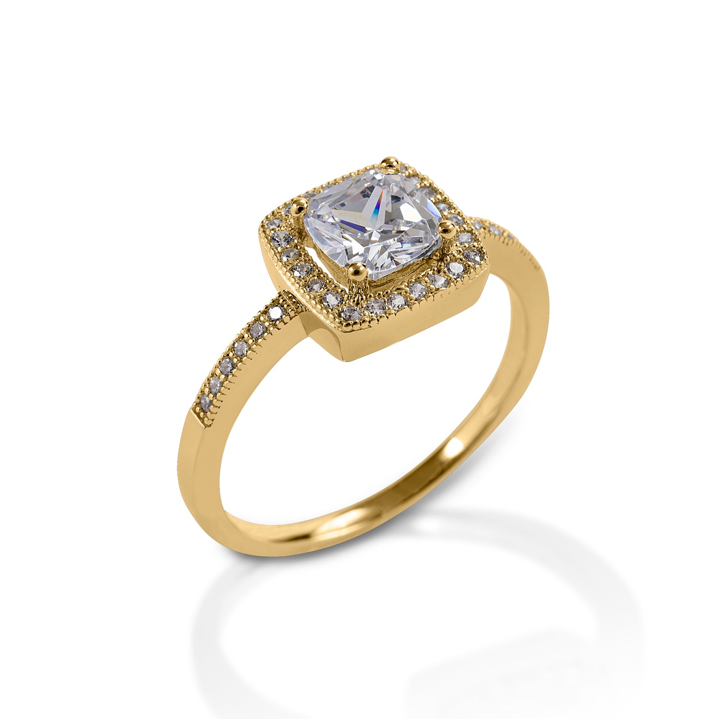 The Kelly Herd Bezel Set Pavé Ring is a classic vintage style. This ring features square bezel set pavé diamonds in your choice of white or yellow gold. Matching earrings and necklace are also available.  Features      Square bezel set ring     Available in white, or yellow 14k gold     Enhanced with diamonds     10mm x 10mm