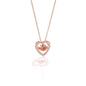 A perfect rose and pink heart! The Kelly Herd Clear & Pink Heart Pendant is made of rose gold plate with a pink cubic zirconia stone in the middle and clear pave cubic zirconia on the heart. The result is a beautiful subtle pink tone. Comes complete with adjustable chain. 